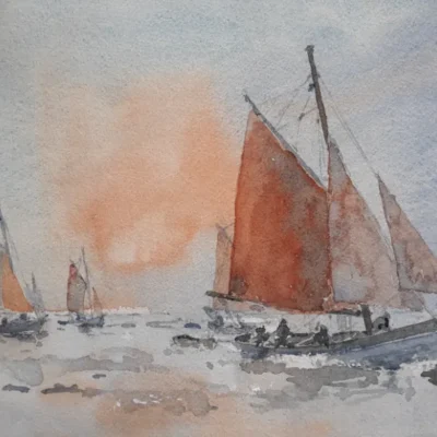 Fetch To Windward Watercolour by Martin Crowdy