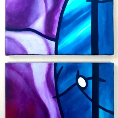Abstraction of the glass in purple blue